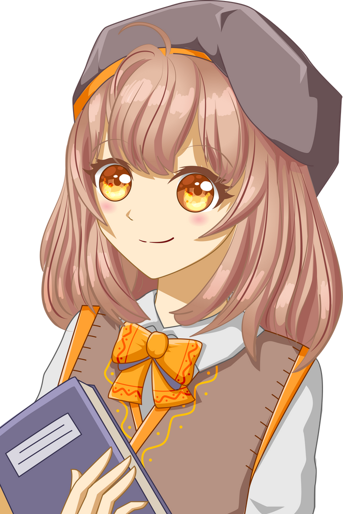 Beautiful anime girl wearing uniform with book cartoon